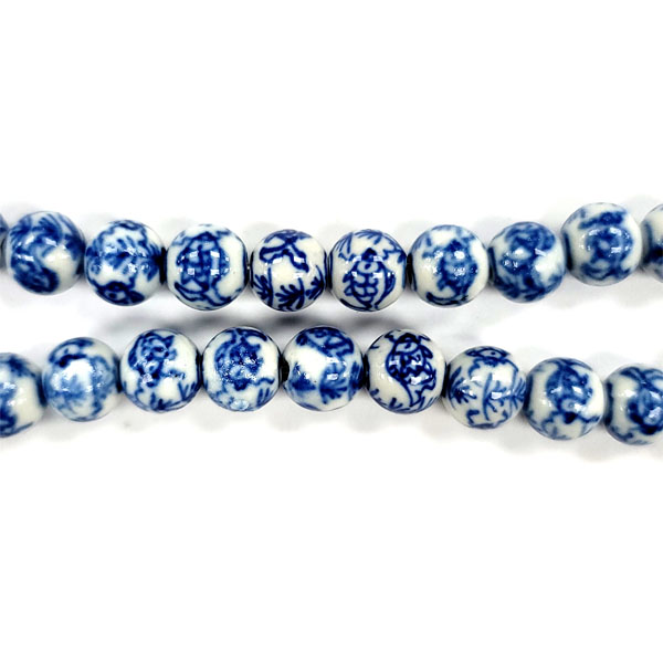 PORCELAIN ROUND 08MM WHITE AND BLUE